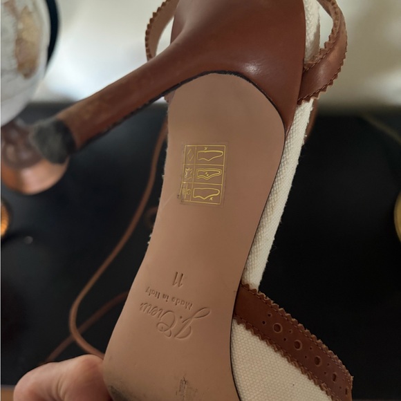 J. Crew White and Brown Ankle Strap Heels - Picture 4 of 7